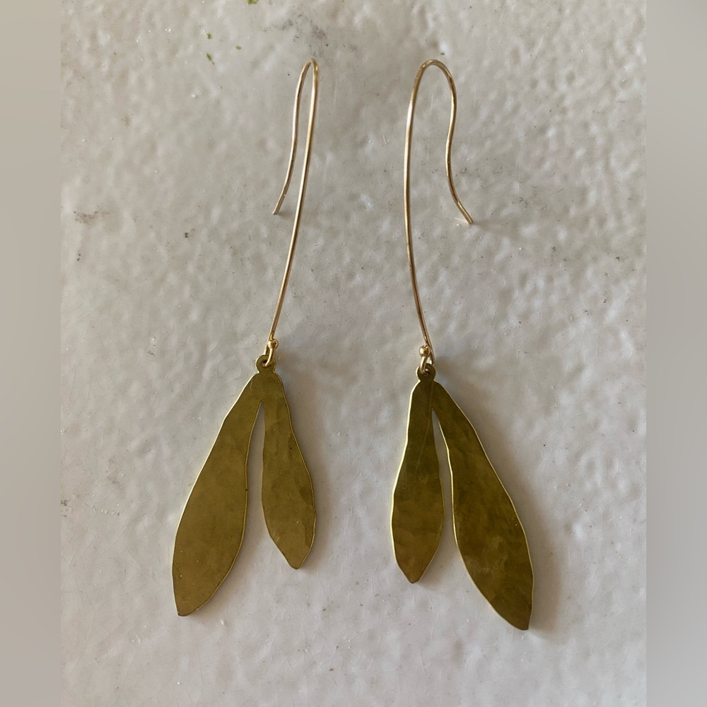 Brass Leaf Earrings with 14GF Wires